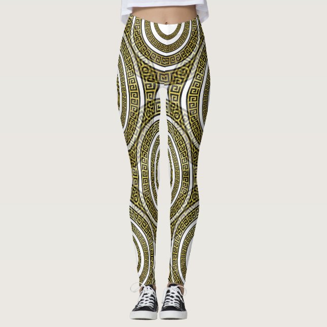 Legging Medidor-Chave Grego em Simetria Geométrica Artdeco (Frente)