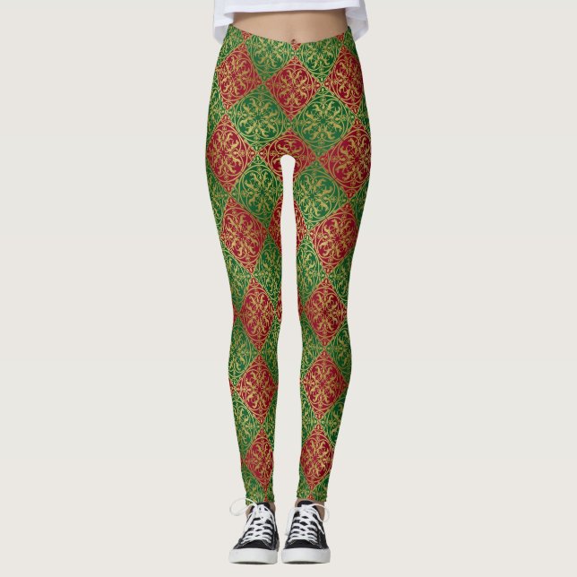 Legging Medieval Renaisance Herald Lion Leopard Metálico (Frente)