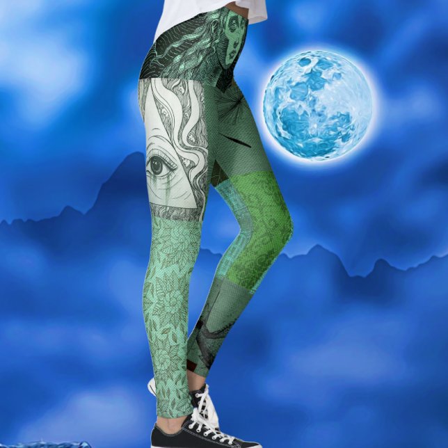 Legging Meditação de Humor Mistura Serene Verde Yoga Art (Criador carregado)