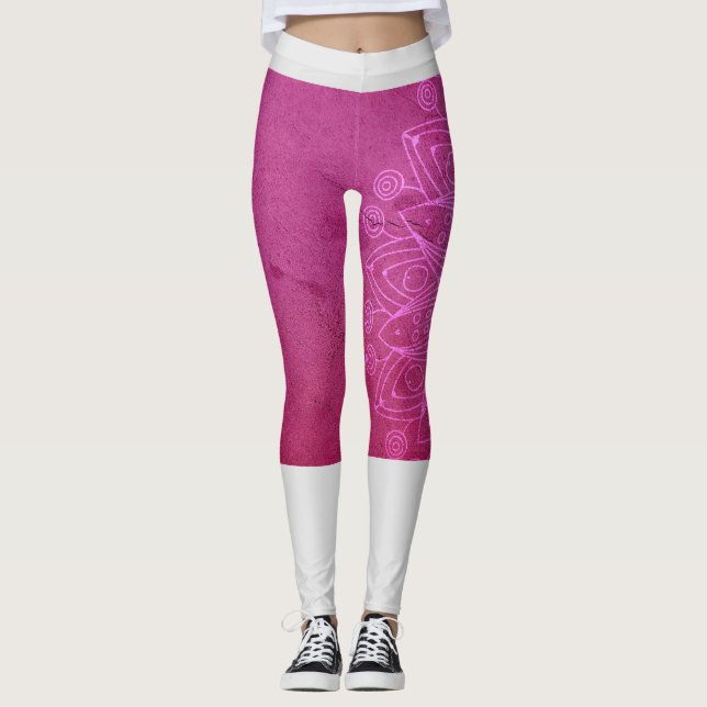 Legging Meditação Mandala Pink Yoga (Frente)