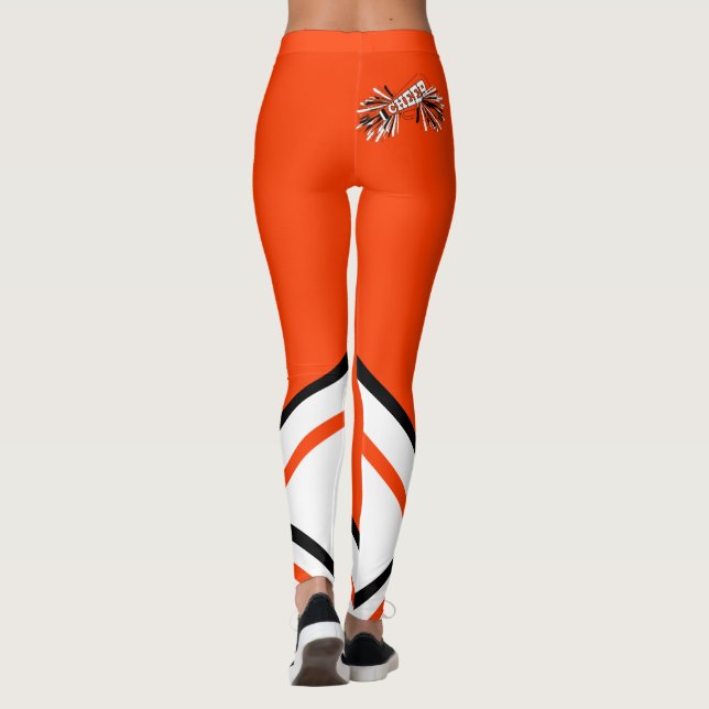 Legging Megafone alaranjado, branco e preto do cheerleader (Verso)