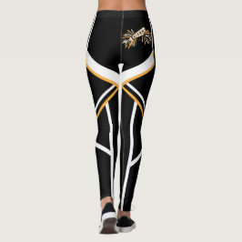 Legging Megafone do ouro, o branco e o preto do