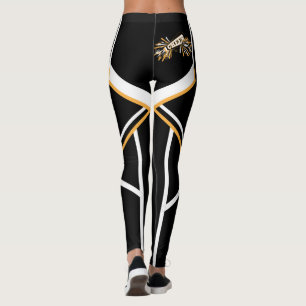 Legging Megafone do ouro, o branco e o preto do