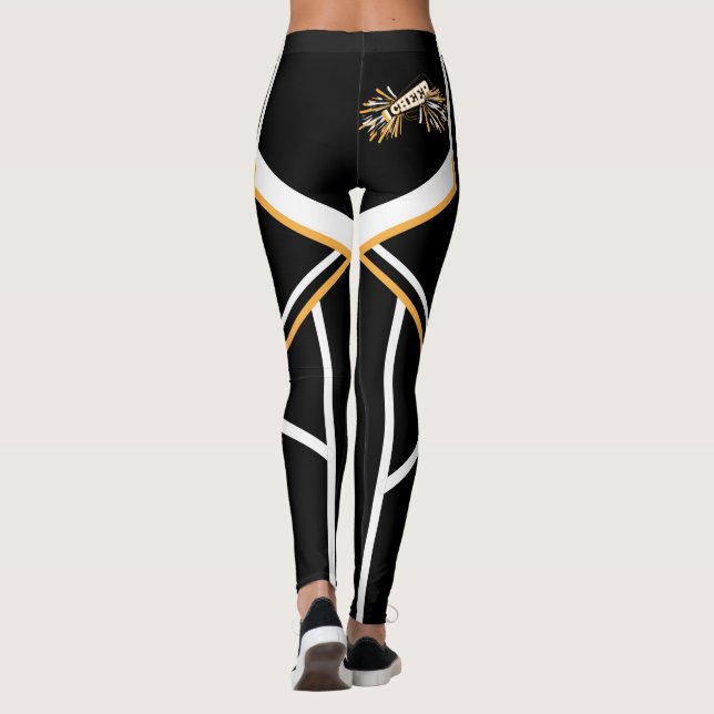 Legging Megafone do ouro, o branco e o preto do (Verso)