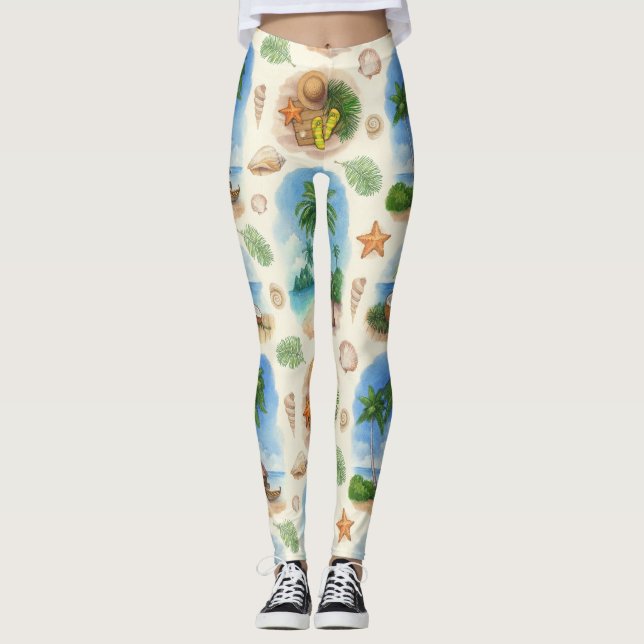 Legging Mehndi Design: Tracery de rabisco curva (Frente)
