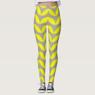 Legging Meia-círculo geométrico amarelo e design de cinza