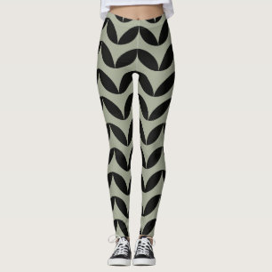 Legging Meia-círculo geométrico design preto e verde claro