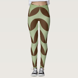 Legging Meia-circunferência geométrica design castanho e v