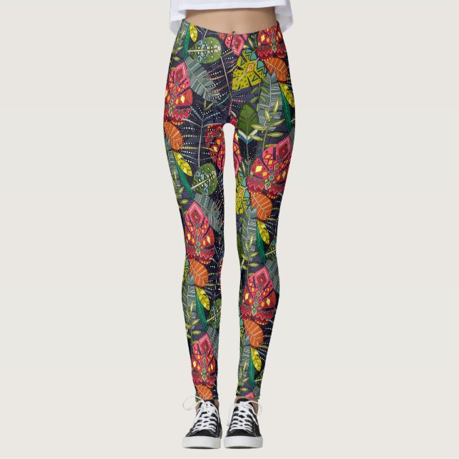 Legging meia-noite do boho hojas (Frente)