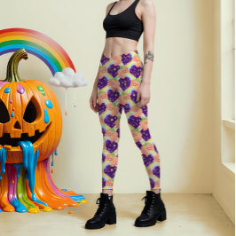 Legging Meia-noite do Pastel Puking Pumpkins