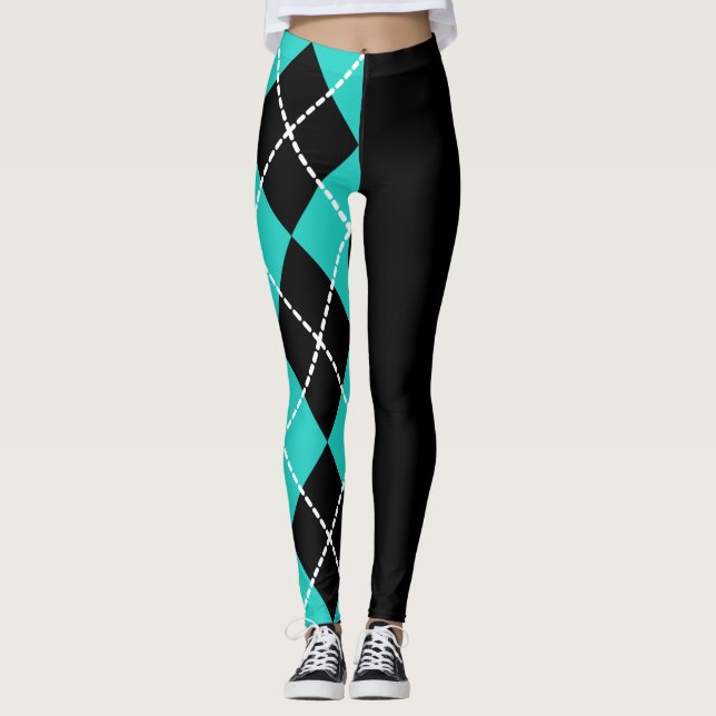 Legging Meias Calças Retro Argyle Metade (Frente)