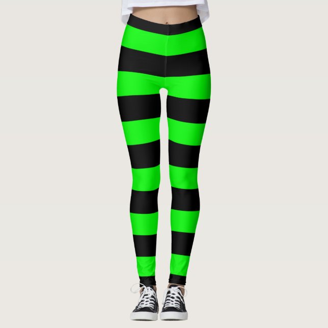 Legging Meias de bruxas riscadas pretas e verdes (Frente)