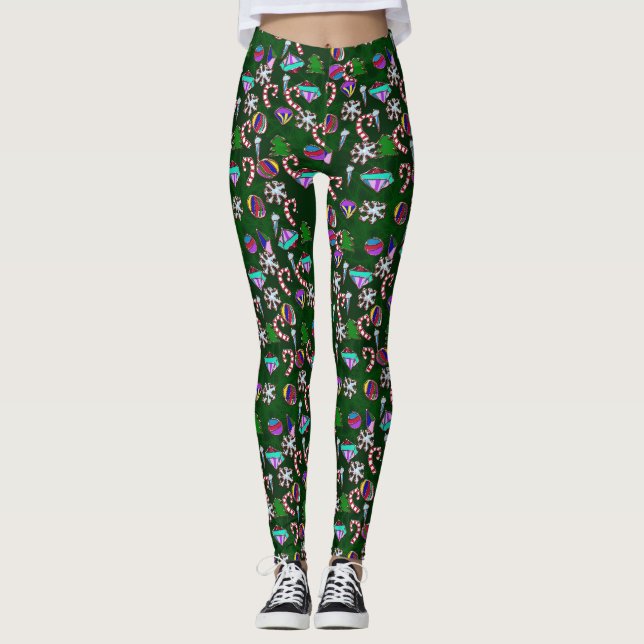 Legging Meias de Natal Árvore (Frente)