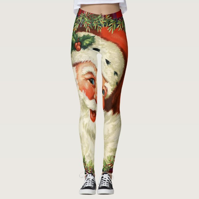 Legging Meias de Natal Santa Tartan (Frente)