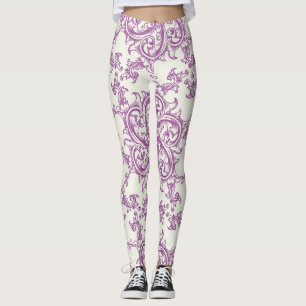 Legging meias de perna padrão de flor medieval