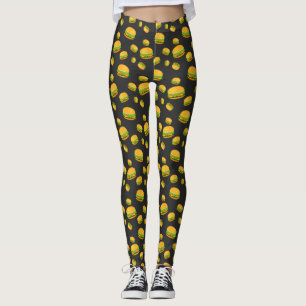 Legging Meias legais e divertidas com estampa de hambúrgue