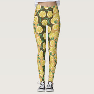 Legging Meias Listradas com Padrão de Limão Zesty