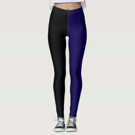 Legging Meio Preto Meio Azul Escuro Monocromático