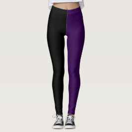 Legging Meio Preto Meio Roxo Intenso Monocromático
