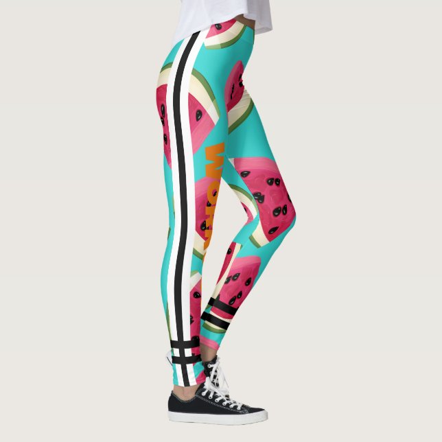 Legging Melancia colorida l Workout Texto azul preto (Direita)
