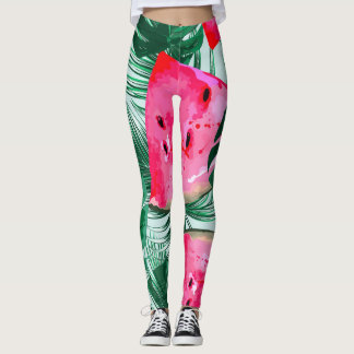 Legging Melancias, palmeiras: tropicais sem costura