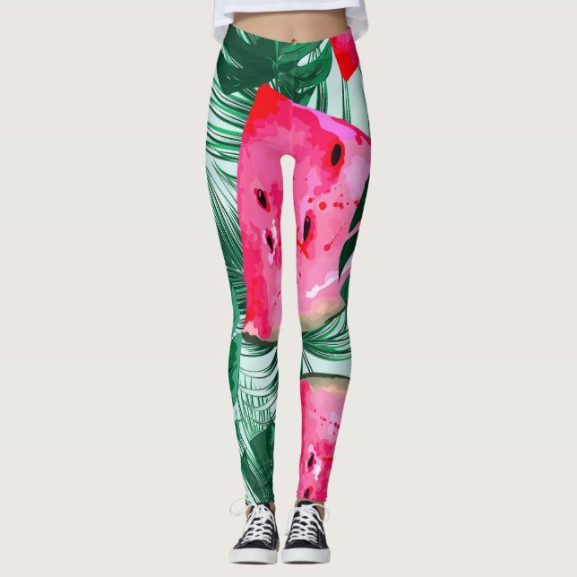 Legging Melancias, palmeiras: tropicais sem costura (Frente)