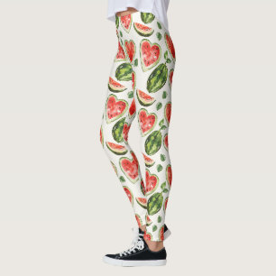 Legging Melancias Vermelhas Verdes Brancas Corações