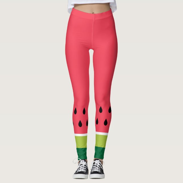 Legging Melão Verde Rosa Cor-de-Coral Moderno (Frente)