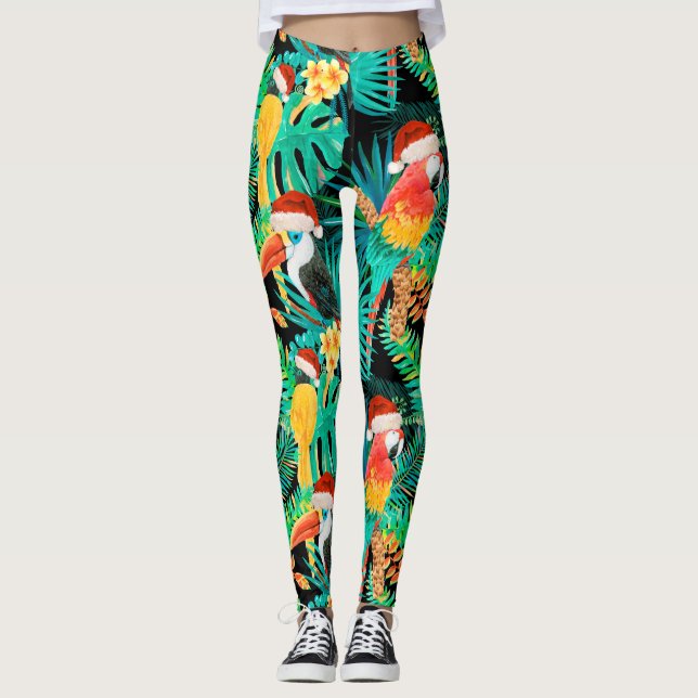 Legging Mele Kalikimaka - Aves da Selva Tropical (Frente)