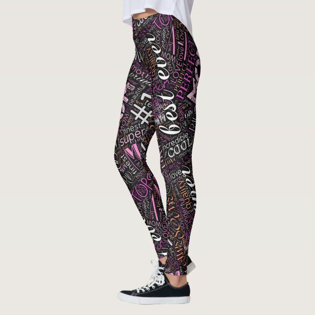 Legging Melhor Nuvem de Palavras da Mãe ID262 (Esquerda)