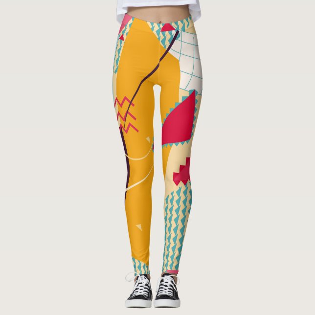 Legging Memphis Mood: Tendência Geométrica Retroativa (Frente)