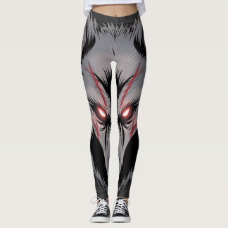 Legging Menacando Lobo com Olhos Vermelhos Brilhantes