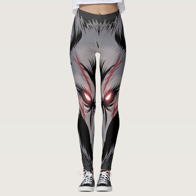 Legging Menacando Lobo com Olhos Vermelhos Brilhantes (Frente)