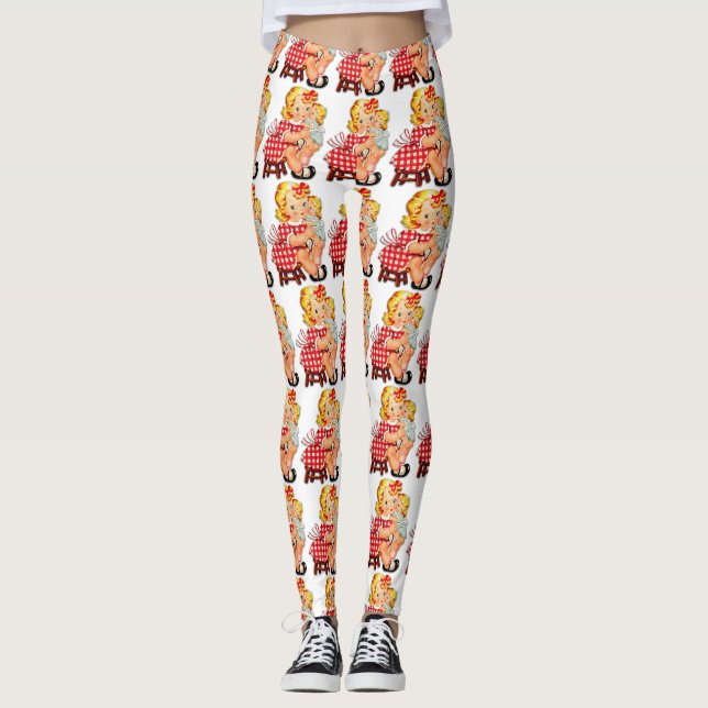 Legging Menina retro vintage boneca criança (Frente)