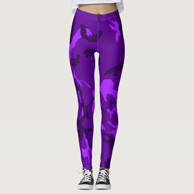 Legging Menina Sassy exuberante Blacklight roxo Camo (Frente)