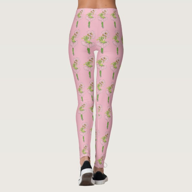 Legging Meninas da Flor Bonita Rosa Brilhante Rosa Engraça (Verso)