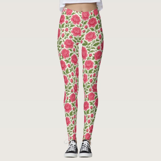 Legging Meninas Florais Lush Pink Peonies (Frente)