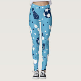 Legging Meninas Futebol Aqua Blue Ball Star Colorida