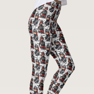 Legging Meninas Ninja Anime Com Design De Padrão De Texto