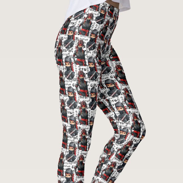 Legging Meninas Ninja Anime Com Design De Padrão De Texto (Criador carregado)