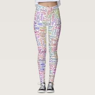 Legging Mensagem de MothssTexte Motif do Apêndice de Pergu