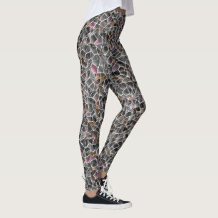 Legging Mensagem de salmão cru e mosaico irregular de cin