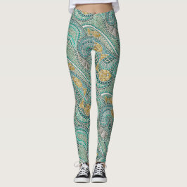 Legging menta de peixe mosaico