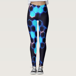 Legging Mesmerização de Azulejos Holográficos Cyberpunk He