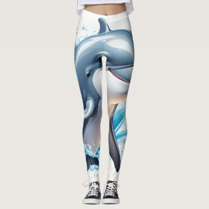 Legging "Mesmerização do Design de golfinho azul na legend