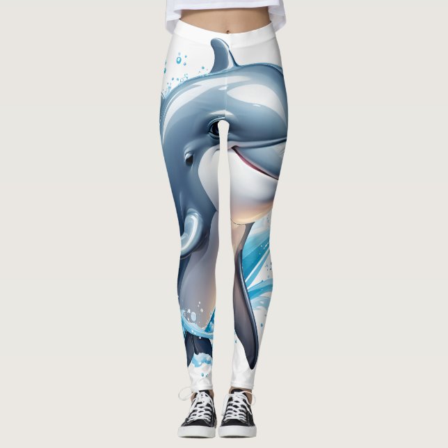 Legging "Mesmerização do Design de golfinho azul na legend (Frente)