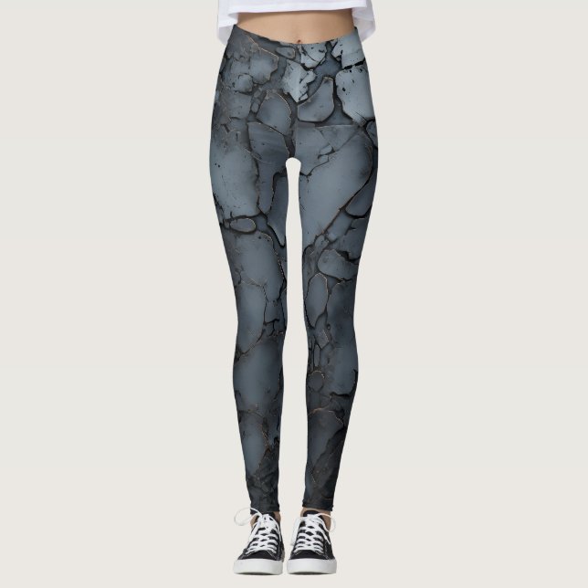 Legging Metal forjado 3D, fissurado (Frente)