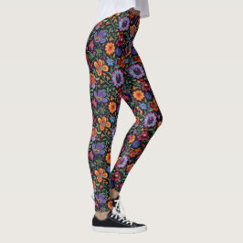 Legging Mexican Otomi Folk Floral Colorful