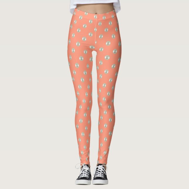 Legging Miçangas de Verão em pêssego (Frente)