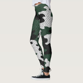 Legging Michigan Green & White Warrior Camo Printed